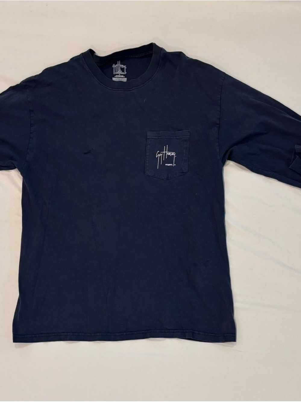 Guy Harvey Navy Blue Pocket Long Sleeve Shirt